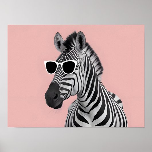 Creative Animal Concept: Zebra met zonnebril Poster (Voorkant)