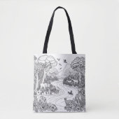 Creative Animal Natuur Line Kunstkleuren Tote Bag (Voorkant)