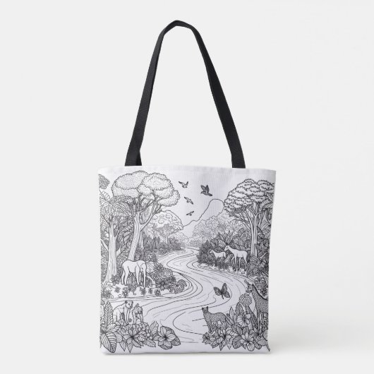 Creative Animal Natuur Line Kunstkleuren Tote Bag (Achterkant)
