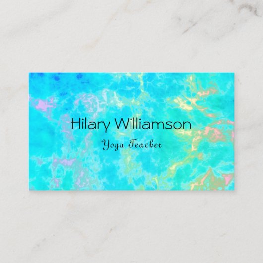 Creative Aqua Blue Water Art Rainbow Yoga Teacher Visitekaartje (Voorkant)