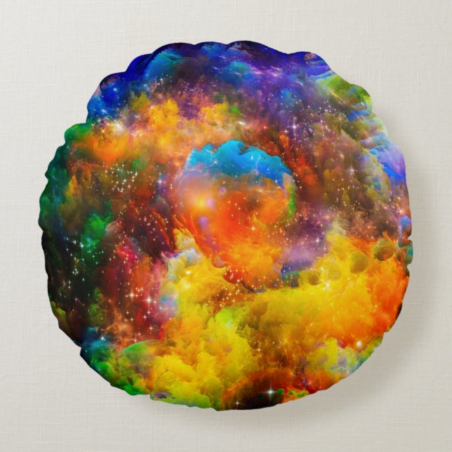 Creative arrangement of fractal elements, lights a rond kussen (Voorkant)