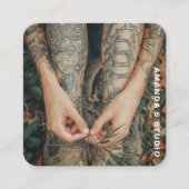 Creative Artist Custom Kunstwerk Foto met QR Code Vierkante Visitekaartje (Voorkant)