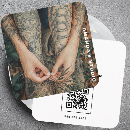 Creative Artist Custom Kunstwerk Foto met QR Code Vierkante Visitekaartje