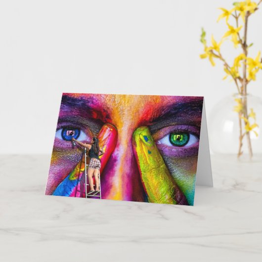 Creative Artist Painter Colorful Birthday Kaart (Gele Bloem)