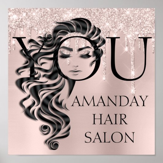 Creative Beauty Salon Lashes Hair Extension Roos Poster (Voorkant)