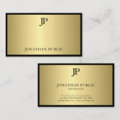 Creative Black and Gold Monogram Glamour Plain Visitekaartje (Voorkant / Achterkant)