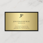 Creative Black and Gold Monogram Glamour Plain Visitekaartje (Achterkant)