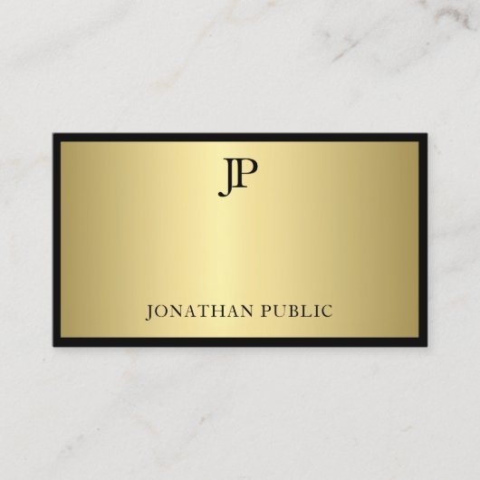 Creative Black and Gold Monogram Glamour Plain Visitekaartje (Voorkant)