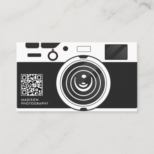 Creative Black and White Photography Qr Code Visitekaartje (Voorkant)