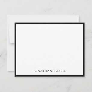 Creative Black Border Simple Design White-Sjabloon Notitiekaartje
