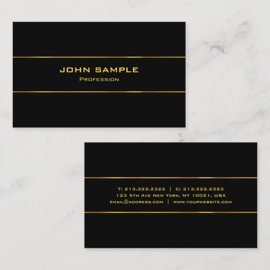 Creative Black en Gold Licht Modern Glamour Visitekaartje (Voorkant / Achterkant)
