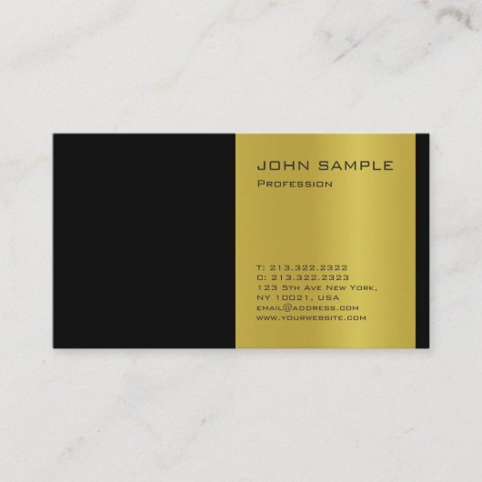 Creative Black en Gold Modern Professional Matte Visitekaartje (Voorkant)