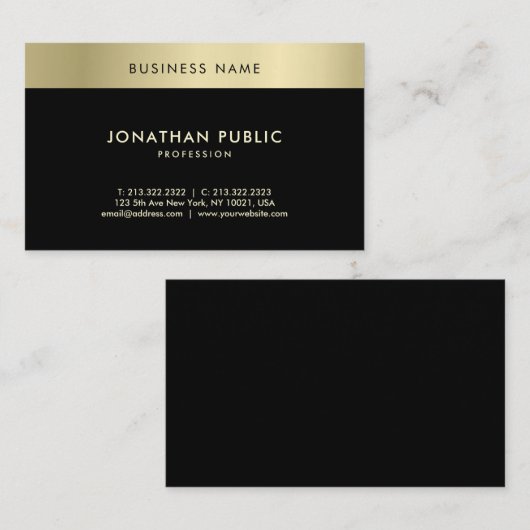 Creative Black Gold Design Professionele Sjabloon Visitekaartje (Voorkant / Achterkant)