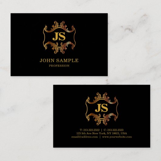Creative Black Gold Luxury Professional aantrekkel Visitekaartje (Voorkant / Achterkant)
