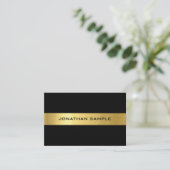 Creative Black Gold Modern Trendy Luxe Sjabloon Visitekaartje (Staand voorkant)