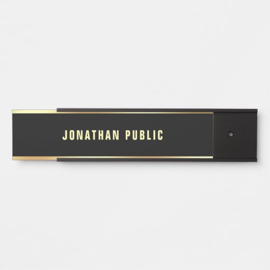 Creative Black Gold Text Name Clean Sjabloon Chic Deurbordje (Voorkant)