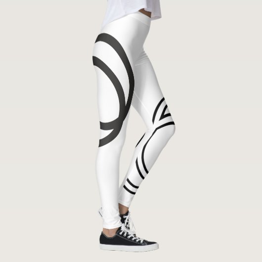 Creative Black Monochrome intersecte cirkels Leggings (Rechts)