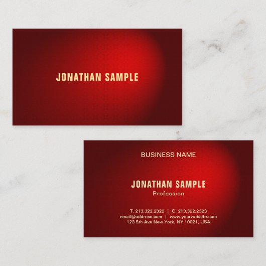 Creative Black Red Damask Luxe Professional Plain Visitekaartje (Voorkant / Achterkant)