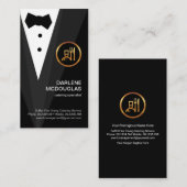 Creative Black Tuxedo Gold Boutonniere Visitekaartje (Voorkant / Achterkant)