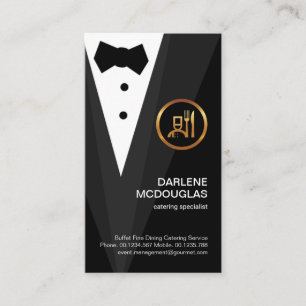 Creative Black Tuxedo Gold Boutonniere Visitekaartje