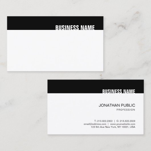 Creative Black White Modern eenvoudige trendy Sjab Visitekaartje (Voorkant / Achterkant)