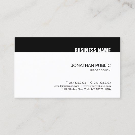 Creative Black White Modern eenvoudige trendy Sjab Visitekaartje (Achterkant)