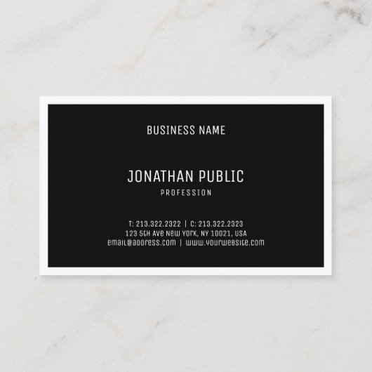 Creative Black White Simple Plain Elegant Visitekaartje (Achterkant)