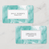 Creative Blauwgroen Waterverf Mode Stylist Visitekaartje (Voorkant / Achterkant)
