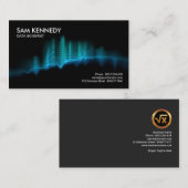 Creative Blue Binary Wave Flame Data Scientist Visitekaartje (Voorkant / Achterkant)