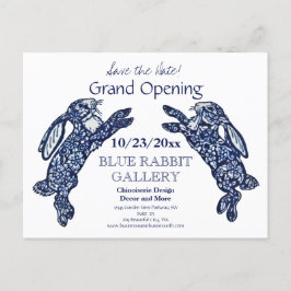 Creative Blue Bunny Business Grand Openingsdatum Aankondigingskaart