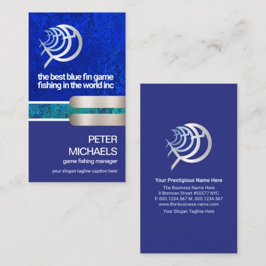 Creative Blue Ocean Water Levels Game Vist Visitekaartje (Voorkant / Achterkant)