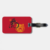 Creative Bold Red Chinoiserie Tijger Symbool Bagagelabel (Achterkant horizontaal)