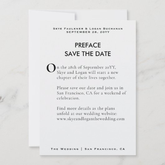 Creative Book Page Wedding Save the Date (Voorkant)