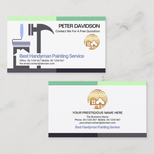 Creative Borders Roller Brush Hammer Home Builder  Visitekaartje (Voorkant / Achterkant)