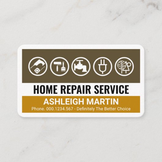 Creative Brown Handyman Tools Layers Visitekaartje (Voorkant)