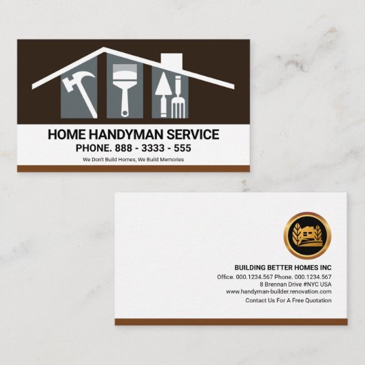 Creative Building Roof Handyman Tools Visitekaartje (Voorkant / Achterkant)