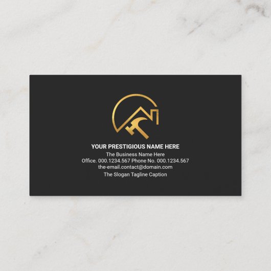 Creative Building Rooftop Gold Handyman Tools Visitekaartje (Achterkant)