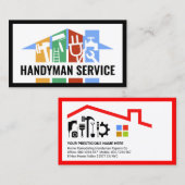 Creative Building Rooftop Handyman Tools Panel Visitekaartje (Voorkant / Achterkant)