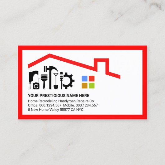 Creative Building Rooftop Handyman Tools Panel Visitekaartje (Achterkant)