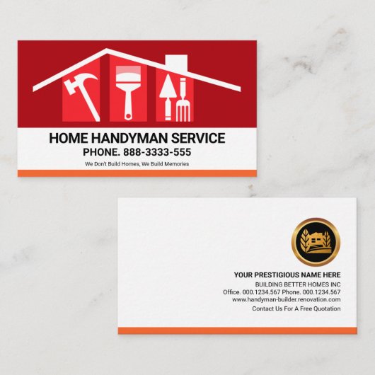 Creative Building Rooftop Handyman Tools Visitekaartje (Voorkant / Achterkant)