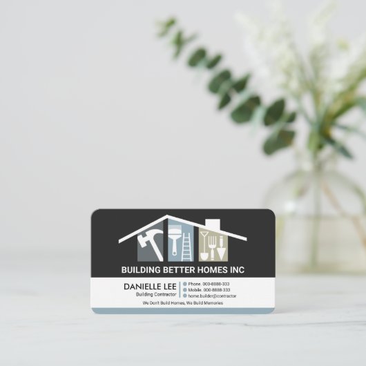 Creative Building Rooftop Professional Builder Visitekaartje (Staand voorkant)