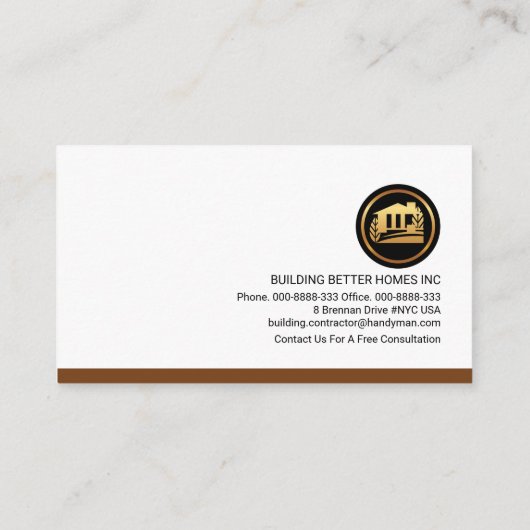 Creative Building Rooftop Professional Contractor Visitekaartje (Achterkant)