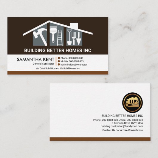 Creative Building Rooftop Professional Contractor Visitekaartje (Voorkant / Achterkant)