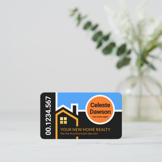 Creative Building Rooftop Sunrise Border Visitekaartje (Staand voorkant)