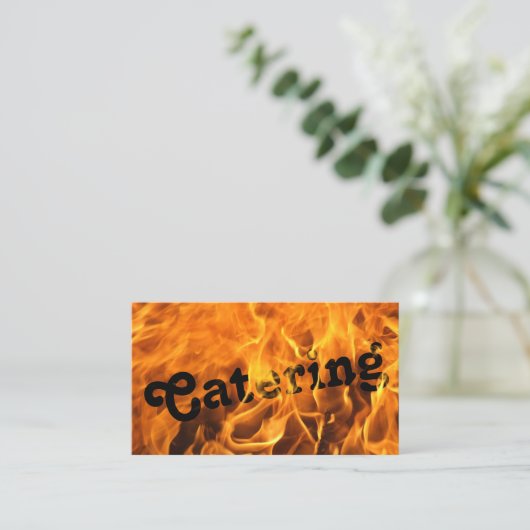 Creative Burning Fire Typography Catering Visitekaartje (Staand voorkant)