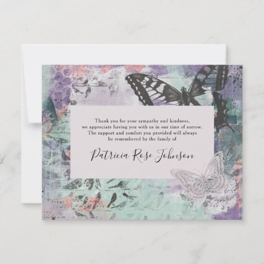 Creative Butterfly Funeral Memorial Bedankkaart (Voorkant)