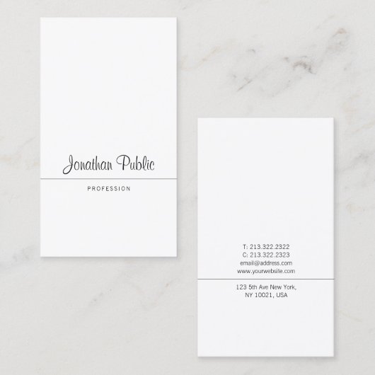 Creative Calligraphy Script Trendy Simple Plain Visitekaartje (Voorkant / Achterkant)