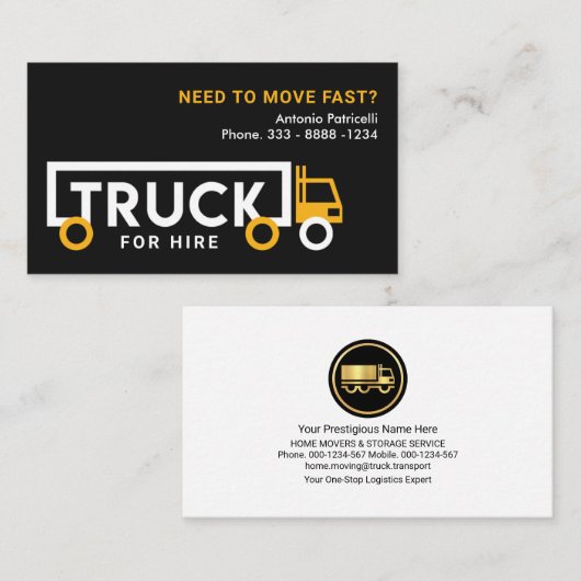 Creative Cargo TRUCK for Hire Visitekaartje (Voorkant / Achterkant)