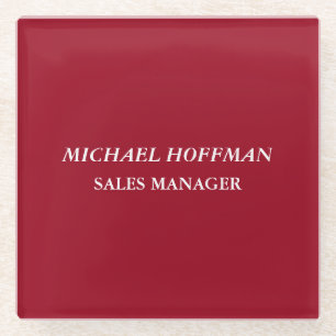 Creative Carmine Red Minimalist klassiek cursief Glazen Onderzetter