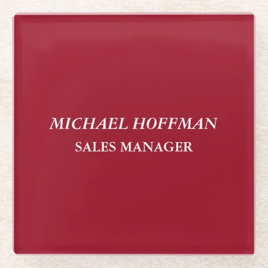 Creative Carmine Red Minimalist klassiek cursief Glazen Onderzetter (Voorkant)